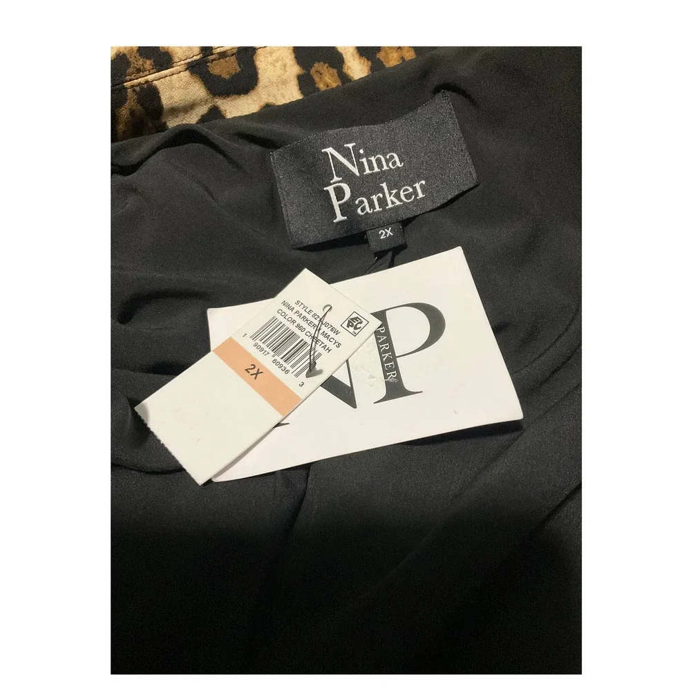 Nina Parker PRINTED BLAZER COLOR: Cheetah Brown SIZE: 2X NWT - Picture 7 of 11